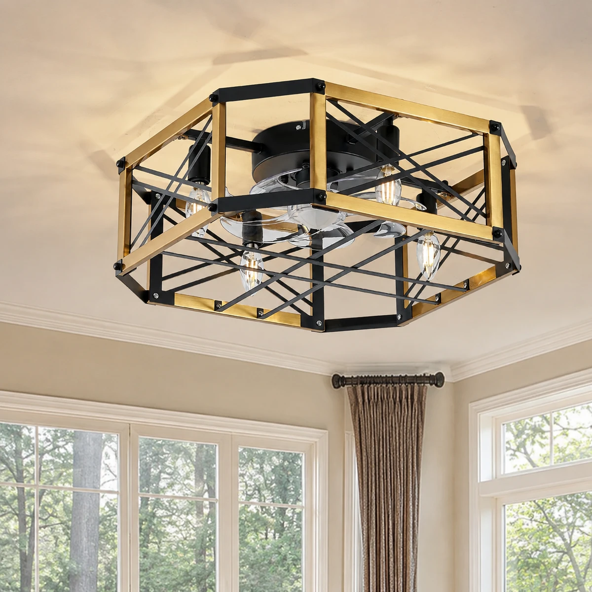 Linher F232 / Bulb bundle Geometric Fan Light Bundle